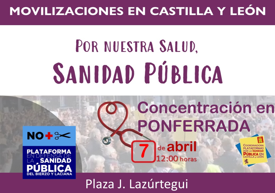 Será el 7 de abril en la Plaza de Lazúrtegui a las 12:00 horas y animan a la población a participar para defender, una vez más, el derecho a una sanidad pública de calidad, universal y gratuita